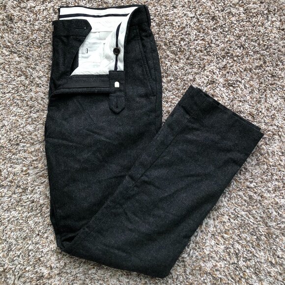 (NWOT) Proper Cloth - Allen Charcoal Wool Flannel Trouser - Picture 2 of 6